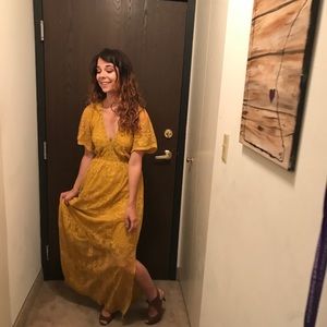 Mustard Yellow Boutique Lace Dress size S